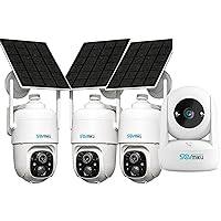 SOVMIKU Indoor CB2 and Outdoor 3CQ1 AI 2K Solar Security Camera Wireless Outdoor, Battery Powered Cam, Two Way Audio,PIR Motion Detection, 360° View Pan/Tilt,Easy to Setup,Color Night Vision