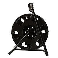 Woods 22849 Metal Extension Cord Reel Stand In Black, Heavy Duty, Quick Snap Together Design, Sturdy and Durable Stand, Easy to Grip Handles, Holds Up To 100 Feet, 14/3 Gauge Cord