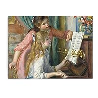 Two Young Girls Playing Piano Music Poster Painting 1892 Vintage Wall Art Decorative Canvas Print Poster Decorative Painting Canvas Wall Art Living Room Posters Bedroom Painting 8x10inch(20x26cm)