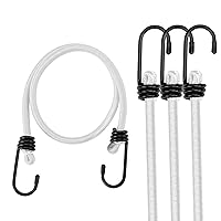 WORKPRO 24 Inch Bungee Cord with Hooks, 4 Pack Superior Rubber Heavy Duty Straps Strong Elastic Rope for Outdoor Tent, Luggage Rack, Camping, Cargo, RV, Bike, Transporting, Storage, White