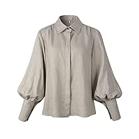 Linen Victorian Blouse Puff Sleeve Shirt
