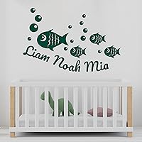 Lovely Fishes Customized Name Wall D?cor with Several Kids Names - Fishes and Bubbles Decorative Name Wall Decals for Girls and Boys - Custom Name Stickers for Wall