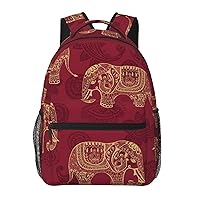 Elephant Printed Laptop Backpack With Side Mesh Pockets Casual Backpack For Man Woman Travel Daypack