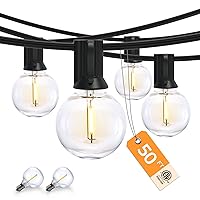 XMCOSY+ Outdoor String Lights 50Ft Dimmable G40 Globe Patio Lights with 25+2 Shatterproof LED Bulbs, Hanging Waterproof Outdoor Lights for Patio, Porch, Yard, Bistro, Café, Outside