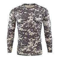 Camo T-Shirts for Men Slim Fit Skinny Quick Dry Comprression Shirts Long Sleeve Outdoor Hiking Hunting Fishing Tactical Shirt