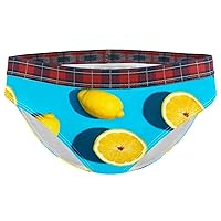 Yellow Fruit Lemon Blue Prints Women Underwear Cotton Bikini Ladies Brief Panties, S