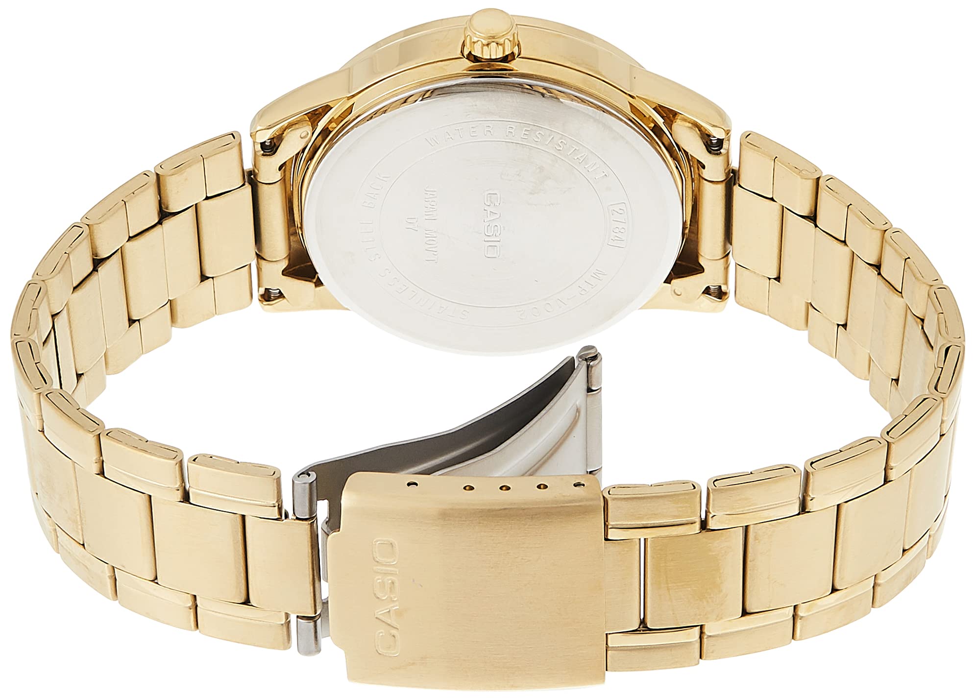 Casio #MTP-V002G-1B Men's Standard Analog Gold Tone Stainless Steel Date Watch