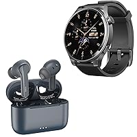 TOZO S5 Smartwatch (Answer/Make Calls) Sport Mode Fitness Watch, Black + NC2 Wireless Bluetooth in-Ear Headphones Blue
