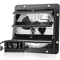 VEVOR Shutter Exhaust Fan, 10'' Wall Mount Attic Fan with Temperature Humidity Controller, 820 CFM, 10-Speed Adjustable, Ventilation and Cooling for Greenhouses, Garages, Chicken Coops, ETL Listed