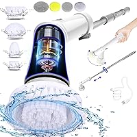 UBeesize Electric Spin Scrubber,Long Cordless Cleaning Brush,Rotatable Shower Scrubber with 8 Replaceable Heads,Adjustable Detachable Handle Bathroom Scrubber for Bathtub,Tile,Floor and Car Cleaning