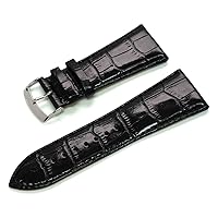 26mm 28mm 30mm 32mm White Black Brown TAN Genuine Leather Watch Band Strap Square Square Alligator Crocodile Grain Lightly Padded Replacement Wrist (Length: 7.86 Inches // 200mm)