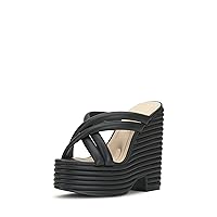 Jessica Simpson Womens Citlali Faux Leather Slip-On Wedge Sandals