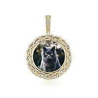 Custom Picture Pendant Necklace 14K Gold Plated Pet Photo Chain Necklace Cubic Zirconia Silver Iced Out Personalized Jewelry for Women Men