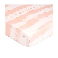 Crane Baby Soft Cotton Crib Mattress Sheet, Fitted Sheet for Cribs and Toddler Beds, Pink Tie-Dye, 28”w x 52”h x 9”d