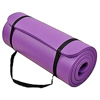 Signature Fitness Extra Thick High Density Anti-Tear Exercise Yoga Mat with Carrying Strap