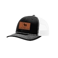Football in Georgia Laser Engraved Leather Patch Trucker Hat