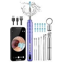 Ear Wax Removal Tool Camera, Ear Cleaner with Camera, Ear Cleaning Kit 1296P HD Ear Scope, 6 LED Lights and 10 Ear Picks, Earwax Removal with Otoscope to Earify Earwax for iOS and Android, Lavender