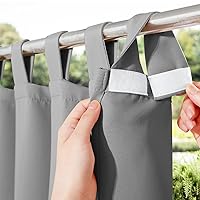 NICETOWN Patio Curtain Outdoor Waterproof Extra Long, Self-Stick Tab Top Thermal Insulated Blackout Indoor Outdoor Vertical Drape Window Treatment for Pergola, 1 Panel, Silver Grey, W52 x L108
