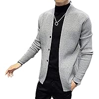 Mens Casual Autumn Winter Plain Single Breasted Knitted Loose Fit Cardigan Sweater Coat