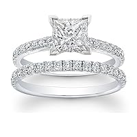 1.75ct Princess & Round Cut Diamond Bridal Set in Platinum