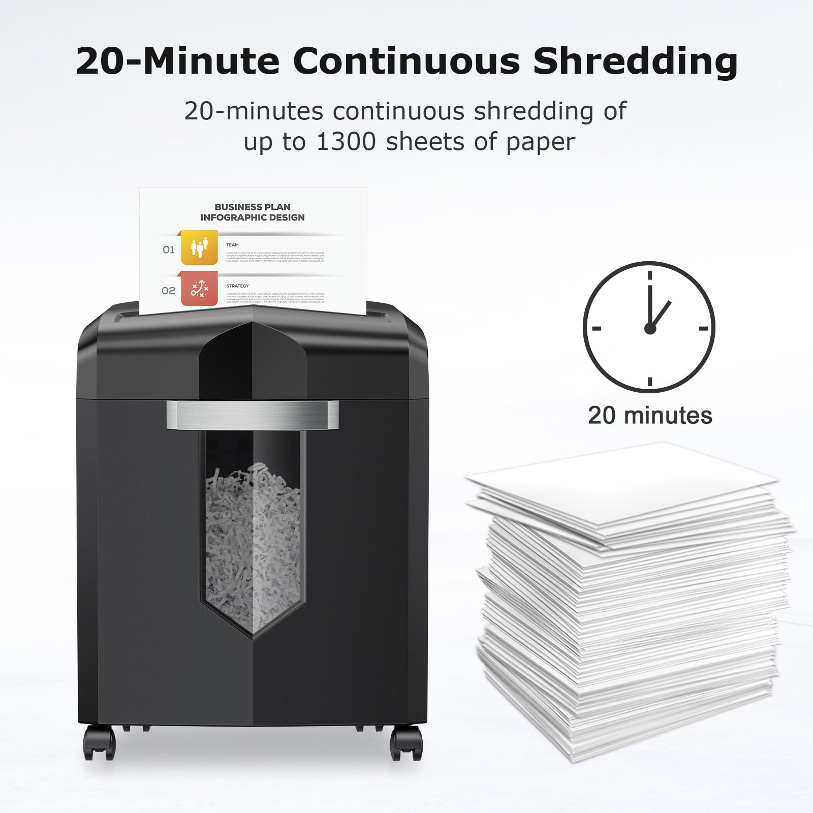 Bonsaii Paper Shredder, 12-Sheet Cross-Cut Shredder for Home Office Use, 20-Minutes Heavy Duty Shredder with 4.2 Gal Pullout Bin & 4 Casters for Credit Card Jam-Proof Shredding Machine (C266-A)