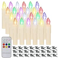 24PCS LED Flameless Taper Candles Flickering with Remote Timer, Color Changing RGB Christmas Tree Candles, Battery Operated Waterproof Window Candles, Perfect for Christmas, Home Decoration (Ivory)