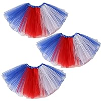 4th of July Star Tutu for Girls Red White Blue Star Dress, Independence Day American Flag Tutu Skirt Outfit USA Party Decor 3PCS