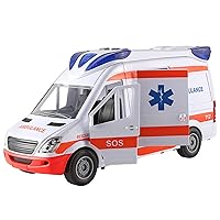 Ambulance Toy with Lights and Sounds Simulation Battery Powered Toy Ambulance with 5 Openable Doors Inertia Toy Vehicle for Kids 3+ Birthday Gift