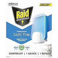 Essentials Flying Insect Light Trap Starter Kit, 1 Plug-In Device + 1 Cartridge, Featuring Light Powered Attraction