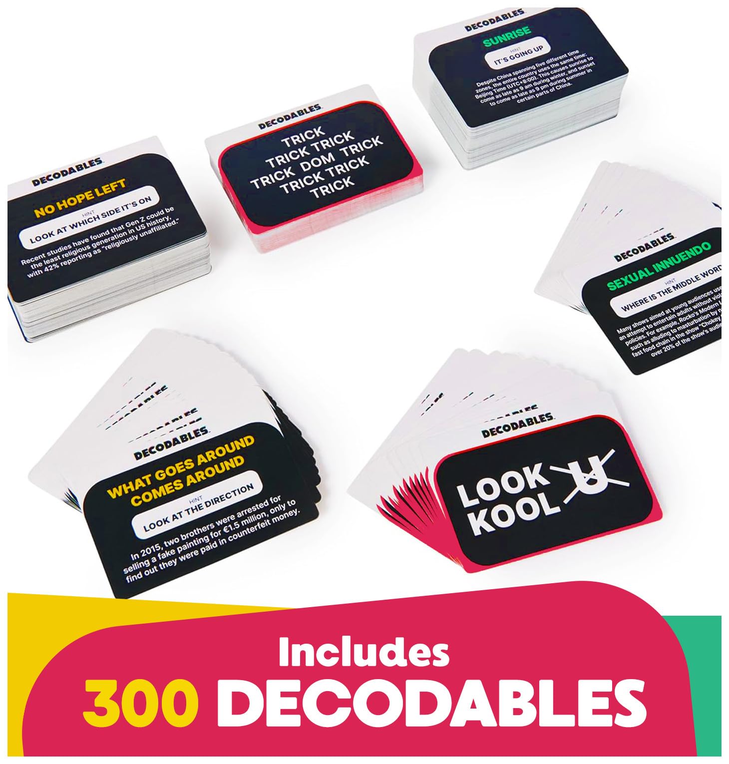 Spin Master Games Decodables – A Hysterical Adult Party Game, Hidden Phrase Card Game for Bachelorette Parties, College, Birthdays, & More, for Ages 18+
