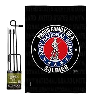 Breeze Decor Army Proud Family Soldier Garden Flag Set with Stand Armed Forces National Guard ANG United State American Military Veteran Retire Official House Yard Gift Double-Sided, Made in USA