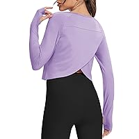 Bestisun Long Sleeve Cropped Tops Athletic Workout Athletic Yoga Gym Crop Tops for Women