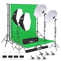 HPUSN 8.5 x 10 ft Background Support System, Photo Video Studio Light Kit 5400K Umbrellas Softbox Continuous Lighting Kit for Photo Studio Product, Portrait and Video Shoot Photography