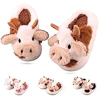 Kids Cow Slippers丨Toddler Boys Girls Animal Slippers丨Youth Fuzzy Slippers丨Comfy House Slippers丨Memory Foam丨Cute Cartoon丨Soft Non-slip