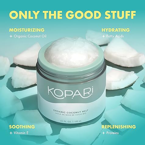 Kopari Organic Coconut Melt | Multi Purpose Skin Moisturizer, 100% Unrefined Coconut Oil Skin Care For Body, Hair, Face | Vegan, Cruelty Free, Paraben & Sulfate Free | 5.1 Oz