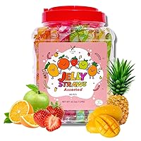 Jin Jin Fruit Jelly Filled Strip Straws Candy - Many Flavors! (35.26  oz)(TWO PACK)