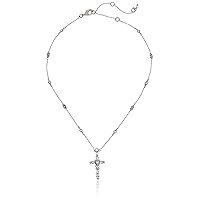 Sorrelli Crystal Baguette Silvertone Cross Pendant Necklace