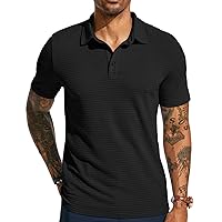 PJ PAUL JONES Men's Polo Shirts Short Sleeve Breathable Hollow Out Knit Textured Casual Shirts
