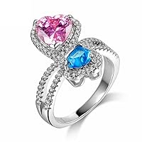 Pink Blue Heart-shaped Ring eternity ring fashion rings women