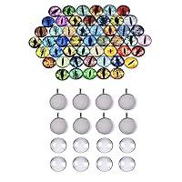 DROLE 160Pcs 25mm Stainless Steel Cabochon Tray Kit with Doll Eye Covered Dragon Snake Cabochon Fit 25mm Jewelry Blanks for Jewelry Making DIY Crafts