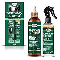 Difeel Rosemary & Mint Hair Oil 8oz & Leave in Conditioning Spray 8oz 2-PC Gift Set - Includes 8 Ounce Rosemary & Mint Hair Oil AND 8 Ounce Rosemary & Mint Leave in Conditioning Spray in a Gift Box