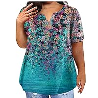 Oversized Tshirts for Women Printing Short Sleeve Loose Fit Tee Tops Summer Casual Plus Sized Tunic Holiday Top