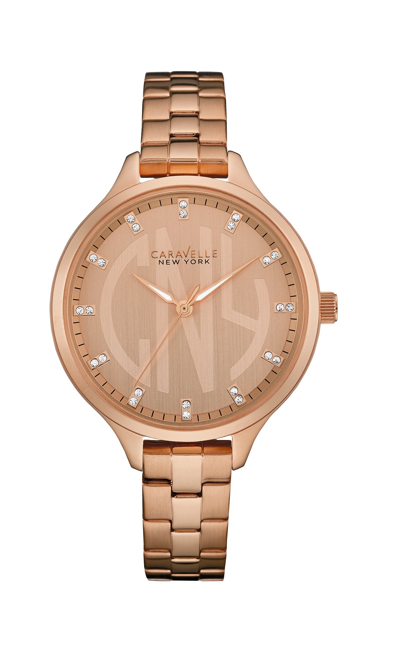Caravelle New York 44L207 Ladies Round Slim Rose Gold Steel Bracelet Watch