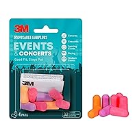 3M Disposable Earplugs Events & Concerts EPEC-4BC-SIOC, Multi-color, 4 Pair/Pack
