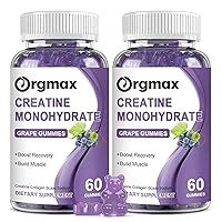 Creatine Monohydrate Gummies, Delicious Grape Flavored for Men & Women, Enhanced with Collagen & BCAA, Easy-to-Swallow Chews for Muscle Strength, Energy Boost, Pre-Workout Supplement(2 Pack)