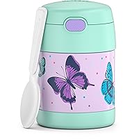 THERMOS FUNTAINER 10 Ounce Stainless Steel Vacuum Insulated Kids Food Jar with Spoon, Butterfly Frenzy