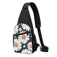 Sling Bag Crossbody for Women Fanny Pack Daisy pattern Chest Bag Daypack for Hiking Travel Waist Bag