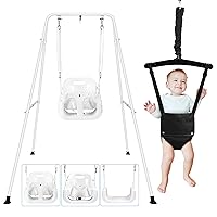 4-in-1 Baby Toddler Swing, Baby Jumpers and Bouncers,Toddler Swing for Outdoor/Indoor Play, Easy Assembly Baby Swing Set, with a Foldable Metal Stand for Easy Storage
