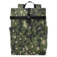 ALAZA Leopard Spot in Camouflage Style Backpack Roll-Top Daypack Laptop Work Travel College Bag for Men Women Fits 15.6 Inch Laptop