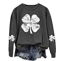 St. Patrick's Day Shirts For Women Shamrock Graphic Letter Print Pullover Tops Loose Fit Fashion Sweatshirts